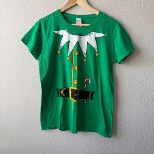 Holiday Christmas Elf Costume T-Shirt - Green Size L